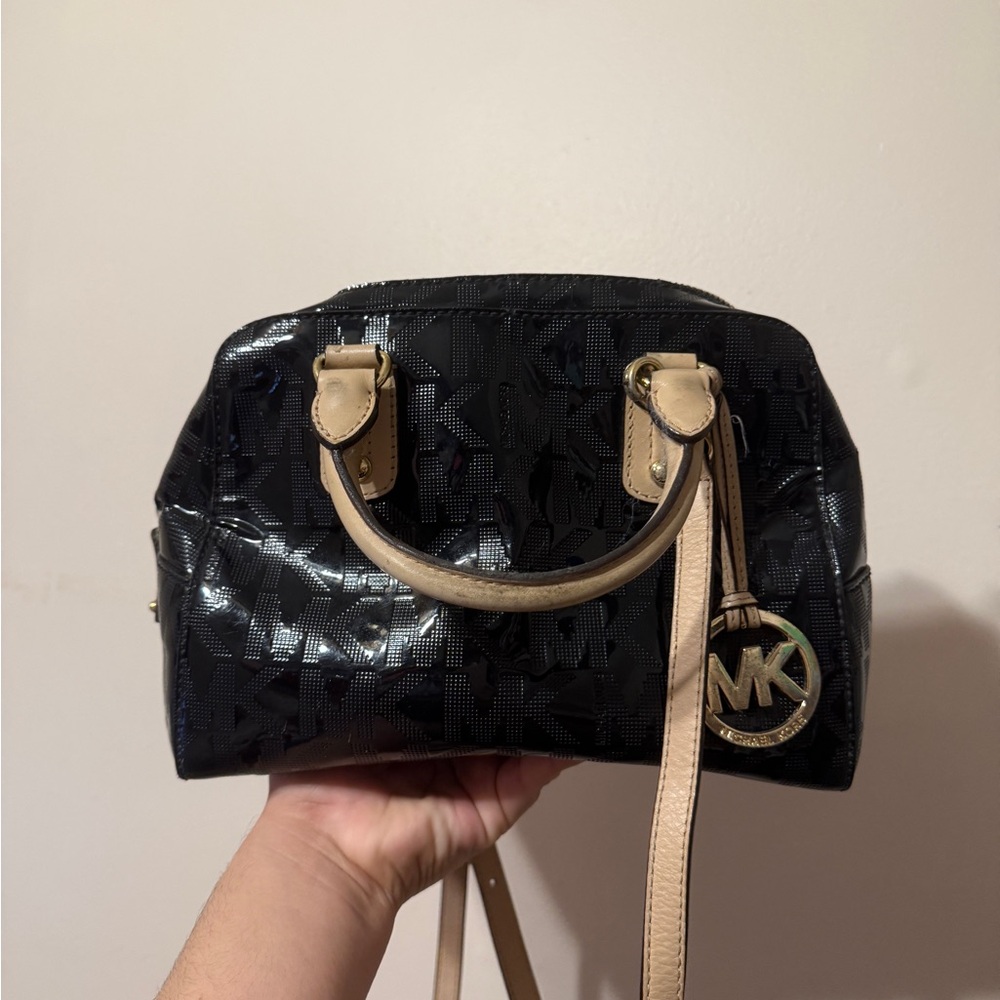 Michael Kors Black and Cream Satchel